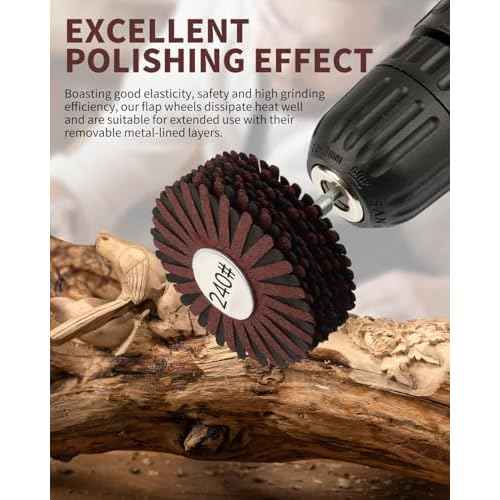 Rocaris 2 Pack Abrasive Flap Wheel - 240# Nylon Sanding Wheel Brush Abrasive Grinding Head with 1/4 Inch Shank for Woodworking Root Carving Furniture Polishing and Removing of Rust/Corrosion/Paint.