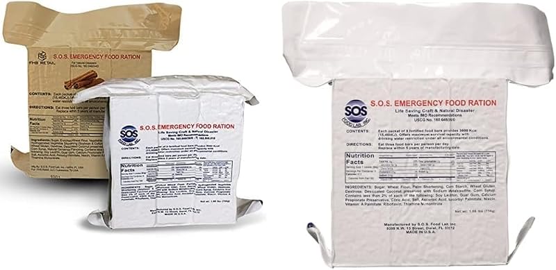 SOS Emergency Food Rations 2-Pack - 3600 Calorie Survival Meal Bars Cinnamon & Coconut