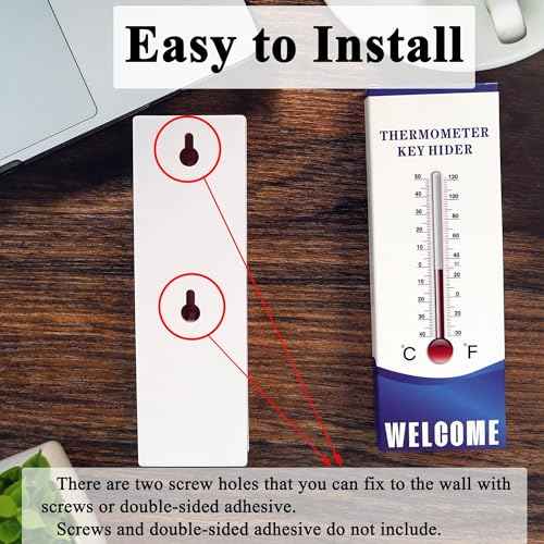 Hide A Key Outside Thermometer Decorative Key Hiders Holder Containers Lockbox for House Spare Keys Cabinet Outdoor Secret Compartment Items Safe Storage Yard Garden Indoor Geocaching