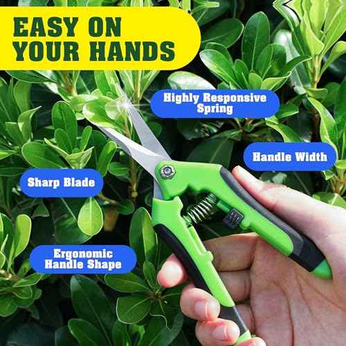 4 Pack Garden Pruning Shears, Stainless Steel Garden Shears, Gardening Shears, Garden Scissors, Clippers, Pruning Snips, Pruning Shears for Gardening Tools (4PCS Yellow Orange Green)