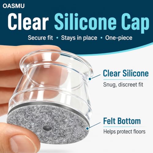 OASUM 32 Pcs Clear Large Silicone Chair Leg Floor Protectors with Felt Pads - Universal Fit
