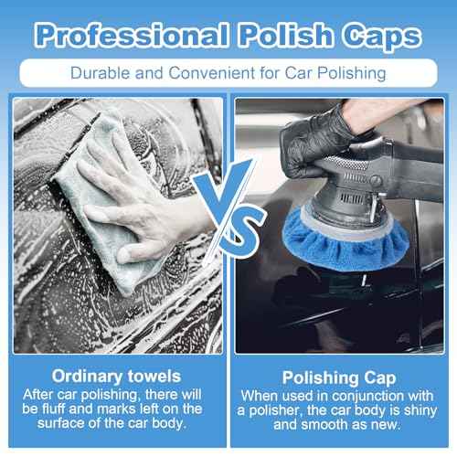 6pcs Car Buffing Pads,7-8 in Car Buffer Pads,Microfiber Polish Pad 3 Colors White, Sky Blue, Royal Blue, for Cars Waxing, Polishing, Cleaning and Cars Beauty