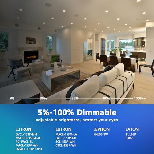 LVWIT 6 Inch Recessed LED Can Lights 5CCT Dimmable White 6 Pack