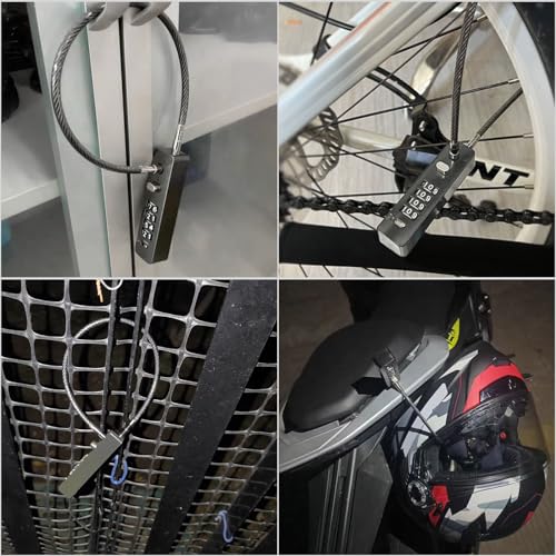 Gray Outdoor Fence Gate Lock with Combination Cable Lock - Secure Steel Lock for Gates, Bikes & More