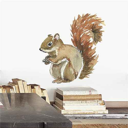 Cute Squirrel Wall Stickers, sacinora Nature Animal Wall Decals Removable Vinyl Peel and Stick for Living Room Bedroom Nursery Children's Room Playroom Art Decorations