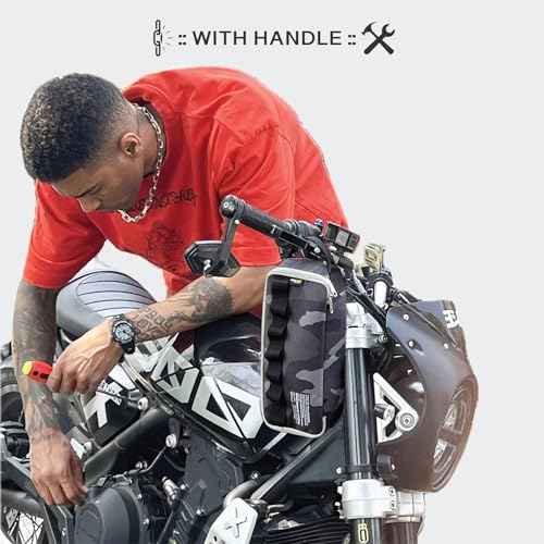 Rough Enough Small Tool Bag Pouch Organizer Box for Motorcycle Road Bike Electricians Camping with Handle and Tactical Molle 12 Inch in Black Camo Cordura