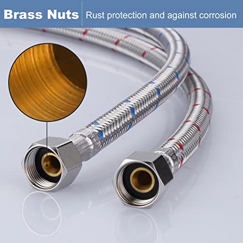 Faucet Supply Lines 3/8" to Female Compression Thread 1 Pair, ARCORA