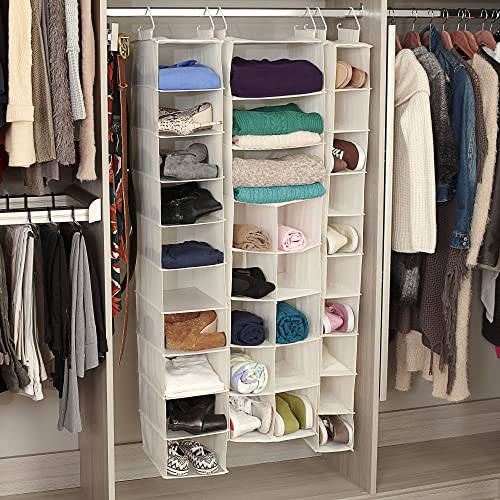 Natural Canvas Hanging Shoe Organizer with 10 Pockets - Household Essentials