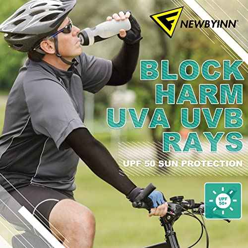 Newbyinn Arm Sleeves for Men Women, Size L - XL, UV Sun Protection Sleeve to Cover Tattoo, Cooling Compression Arm Cover