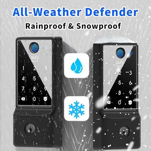 ¡¼3 in 1¡½ Silicone case for eufy Security Smart Lock C220 Electronic Fingerprint Keypad Deadbolt with Code, with 2 Pack Tempered Glass Screen Protectors-Black