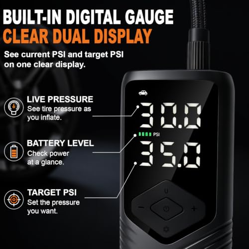 Portable Car Tire Inflator Air Compressor 150 PSI with Digital Gauge