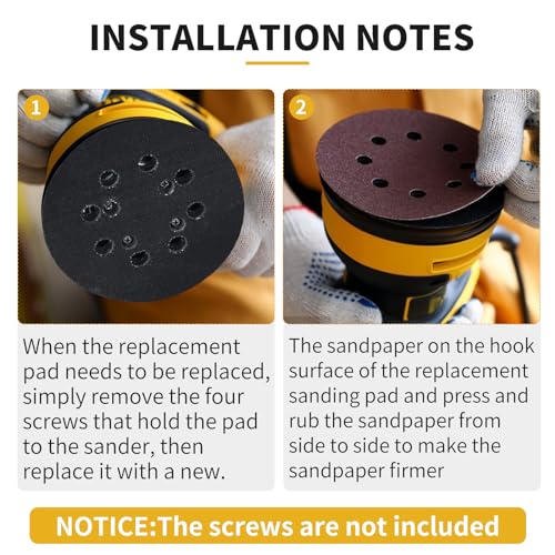 Gnellkoor 4 Screw Holes 5 Inch Orbital Sander Pad Replacement for Dewalt DWE64233, 2 Pack