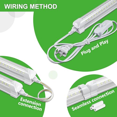 Skymoatled 8-Pack 4FT LED Shop Lights, 50W 6000K 7500LM, Linkable Garage & Workshop Lighting