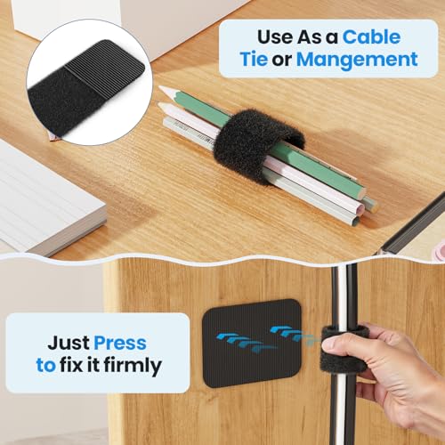 Fansto 20 Pair Black Under-Desk Cable Management Organizer - Up to 15 Cables