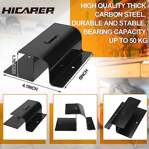 Hicarer 3 Pcs Ladder Hangers for Garage Wall Heavy Duty Utility Ladder Hook Wall Mount Wheelbarrow Hanger Tool for Patio Furniture Folding Chair Garage Organizers Storage (Black)