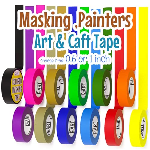 DEART Colored Masking Tape Set 8 Rolls 0.6 Inch for Crafts & Painting