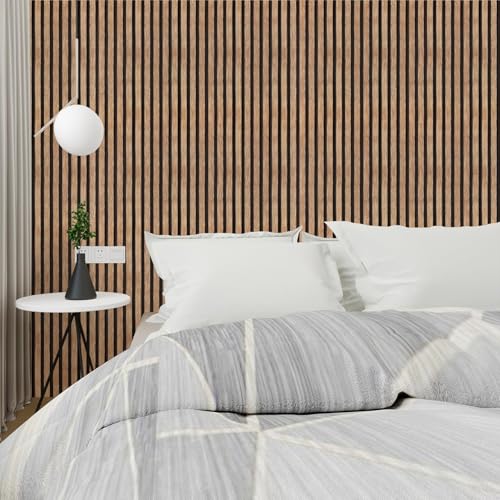 Yun-aeon Tan Wood Slats Peel and Stick Wallpaper 17.3" x 120" for Walls & Furniture