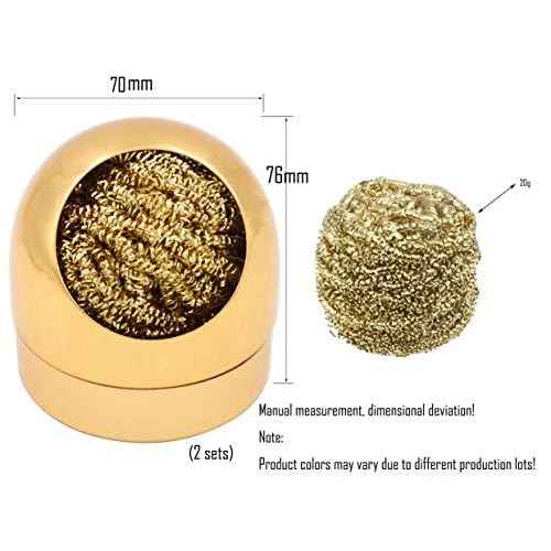 LBY Soldering Iron Tip Cleaner Kit, Wire-Type Soldering Iron tip Cleaner, Solder Tip Cleaning Wire and Holder Kit, Pack of 2, Golden