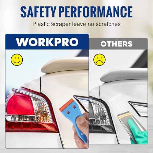 WORKPRO 200 Pack Plastic Razor Blades, Double Edged Scraper Blades, Safety Razor Blades Easy Replacement, Perfect for Scraping, Removing Decals, Stickers, Labels, and Cleaning Glass