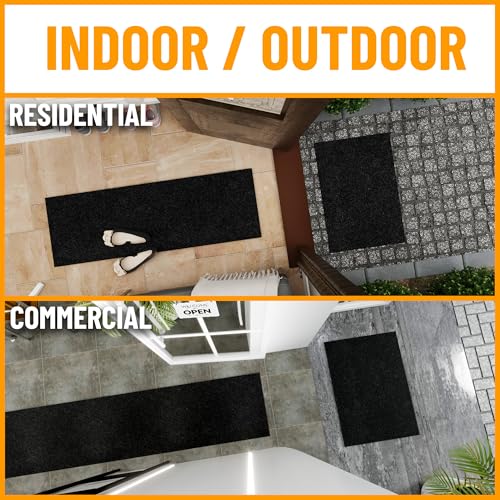 Ottomanson Waterproof Runner Rug 2’x6’ Black Non-Slip Indoor Outdoor Door Mat