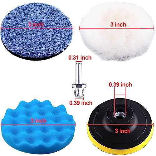SIQUK 17 Pieces 3 Inch Buffing Pads Foam Polishing Pad Wax Buffer Polish Pads Bonnets Car Polishing Buffing Pad Buffer Attachment for Drill