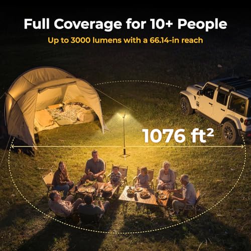 BougeRV Black Telescopic Camping Lantern 15600mAh Rechargeable Bright Flood Light