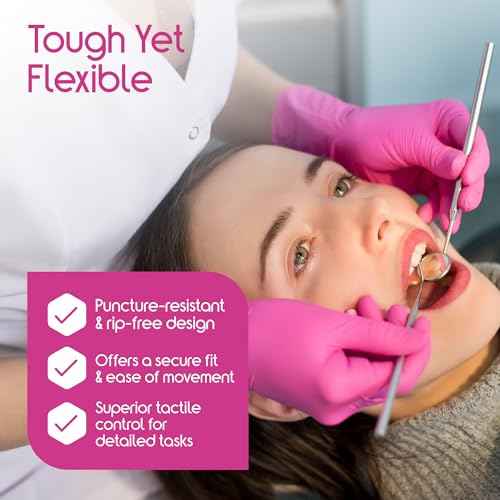 Inspire Pink Gloves Disposable Latex Free | Nitrile Pink Glove Hair and Nail Salon, Esthetician Nitrile Disposable Gloves