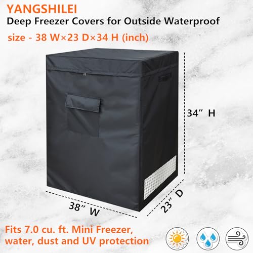 YANGSHILEI 38W×23D×34H Chest Freezer Cover 7.0 Cu Ft Outdoor Weatherproof
