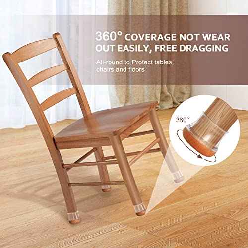 YOZON Chair Leg Floor Protectors for Hardwood Floors Felt Furniture Pads Silicone Caps 32 Pack Anti-Scratch Reduce Noise Clear Round Medium Fit 3/4" to 1-3/16" (19-30mm)