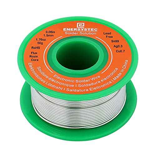 1.5mm Electronic Solder Wire Lead Free Rosin Flux Core Diameter 0.06in Large Size Solder Wire Gauge 1.76oz 50g Sn99 Ag0.3 Cu0.7 Flow Electric Soldering Unleaded PB Free