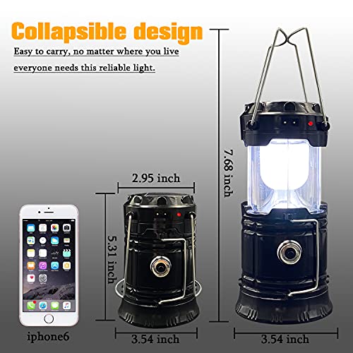 2-Pack Collapsible Solar Waterproof LED Camping Lanterns - Rechargeable & Portable Emergency Light for Hiking, Home, Outdoors