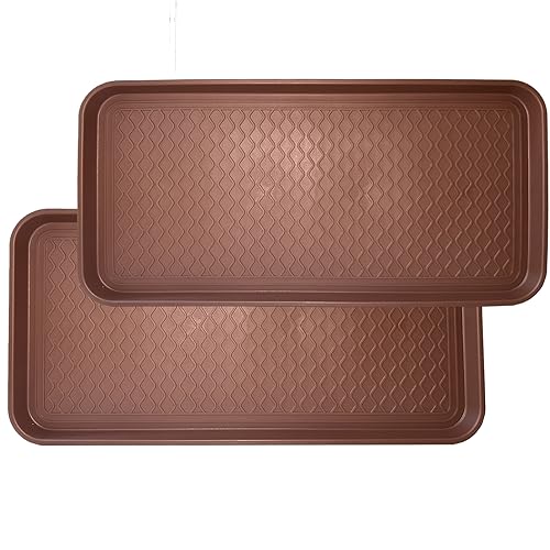 FDGARDEN Brown 2-Pack Large Multifunctional Boot Tray 30 x 15 in — Indoor/Outdoor