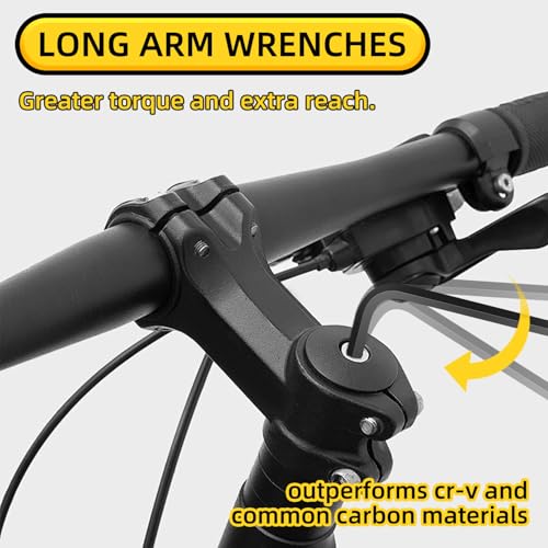 4mm Ball End Hex Key Allen Wrench, L Shaped Extra Long Arm Heavy Duty CRV Steel Repairing Tool 6 Pcs, Black