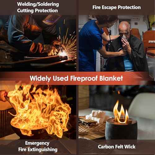 40'' x 40'' Welding Blanket Fireproof, 1/5"(5mm) Thickened Heat Resistant Mat, Flame Retardant Carbon Felt Wick, Fire Resistant Insulation Blanket, Heat Shield for Soldering, Stove, Firepit, Grill
