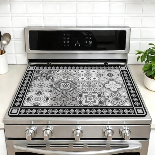 Kuyig Home 28x20in Grey Heat-Resistant Stove Top Cover – Multifunctional Rubber Protector