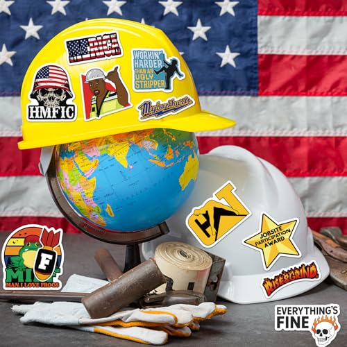 200 PCS Holographic Hard Hat Stickers for Adults ? Funny Waterproof Vinyl Decals for Helmets, Toolbox, Laptop, Water Bottle, Construction Work Hard Hat Accessories for Welders, Electricians, Mechanics