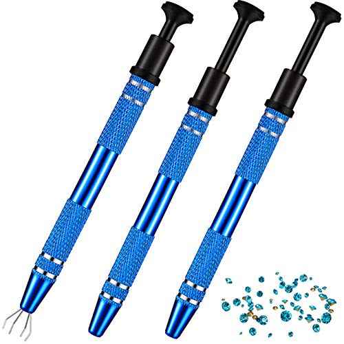 Piercing Ball Grabber Tool Pick Up with 4 Prongs Holder Diamond Claw Tweezers for Small Parts Pickup IC Chips Gems Prong Tweezer Jewelry Making Tool Accessory Nails Clamping(3 Pieces)