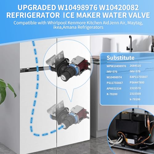 Whirlpool WPW10498976 Ice Maker Water Inlet Valve 1/4-Inch