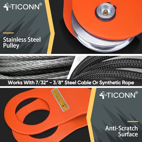 TICONN 10 Ton Snatch Block Winch Pulley for Off-Road Recovery, Heavy-Duty Steel