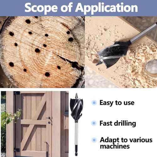 1 inch x 6-1/2 inch Auger Drill Bit for Wood, 1/4 inch Hex Shank Auger Drill Bit for Hard Wood,Soft Wood, Plywood and DIY Project (1 in x 6-1/2 in) GRIXLEN