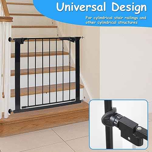 2 Pack Baby Gate Banister Adapter for Pressure Mounted Stair Gates Universal Hardware Parts Kit Baby and Dog Gate for Stairs No Drilling (Black)