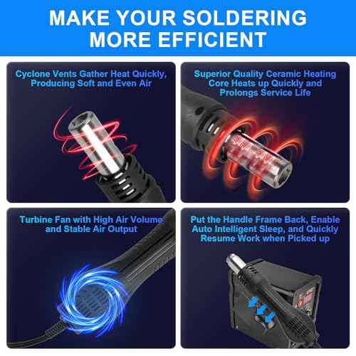2 in 1 Hot Air Rework Soldering Iron Station Kit, Precision Circuit Board Soldering Gun Kit, Rapid Heat up Solder Station, Upgrade Dual System Independent Control, Auto Sleep & Calibration