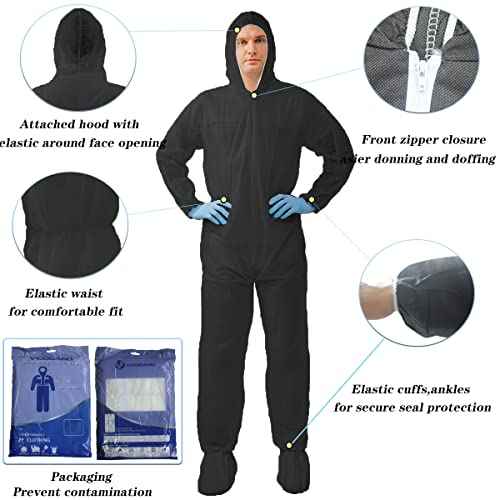 Hazmat Suits,10 Colors Options Disposable Protective Coveralls, Paint Suit with Elastic Wrists Ankles and Hood