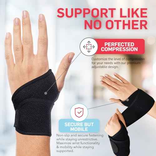 Dr. Arthritis Essentials Wrist Brace for Support & Pain Relief ? Adjustable Wrist Wraps for Stability & Comfort ? Ideal for Recovery, Work, Sports, and Everyday Use (Black Single)