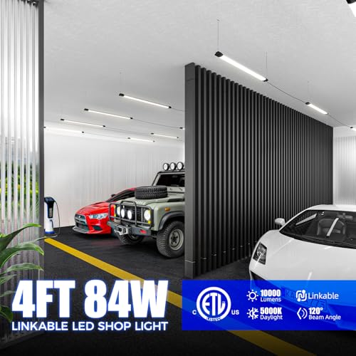 Barrina 4FT LED Shop Light 84W 10000LM 5000K Black - 1 Pack, Linkable & ETL Certified