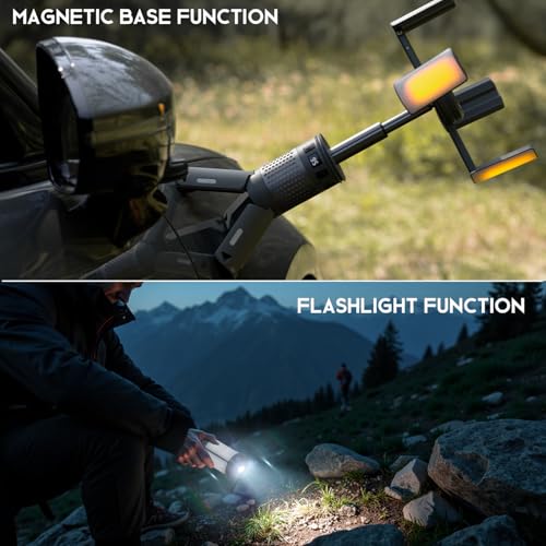 Tesmax Green Telescopic Camping Light with Stand & Magnetic Base - 40H Playtime