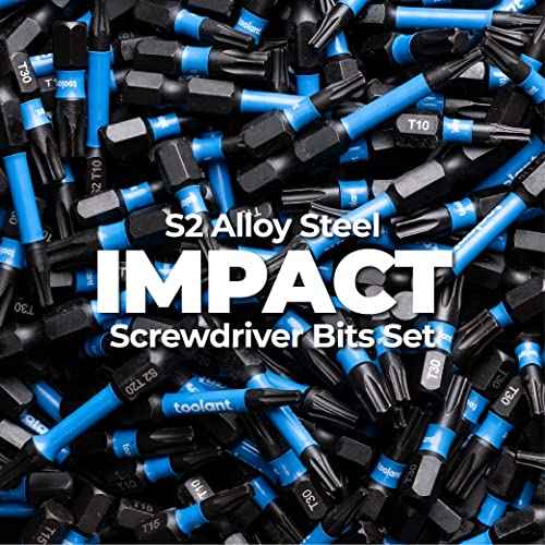 toolant Impact Torx Bit Set 27pcs (TT7-TT40), S2 Steel Security Torx Bit Set, Tamper Proof Star Bit Set with CNC Machined Tips, 1"&2" Long Impact Bits with Magnetic Bit Holder and Storage Box
