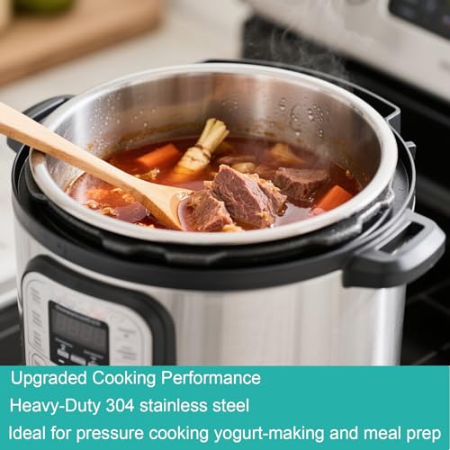 6QT Stainless Steel Inner Pot for Instant Pot – 304 Food-Grade Replacement (No Teflon) 18/8, Thick 3-Ply Base