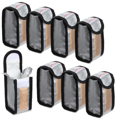 Aliceset 8 Pcs Lipo Battery Bag Lithium Battery Storage, Fireproof and Explosion Proof Bags Guard Safe Pouches 125 mm for Charging Home Travel Office Supplies