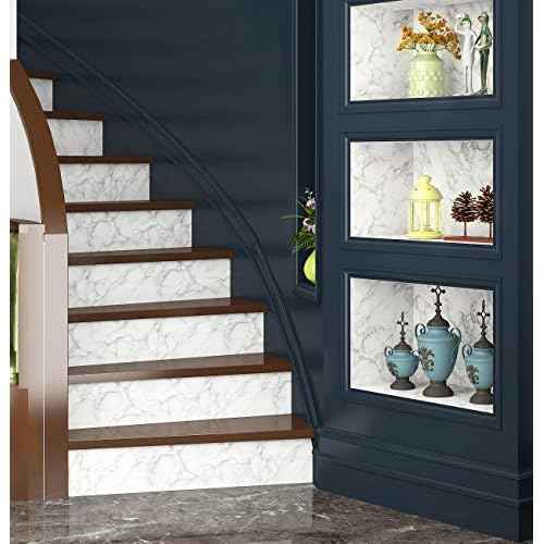 Livelynine Marble White Contact Paper for Countertops Peel and Stick Countertop Self Adhesive Wallpaper Waterproof Kitchen Counter Top Covers Marble Vinyl Wrap for Desk Covering 15.8x78.8